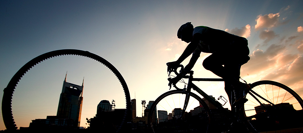 Biking in downtown Nashville